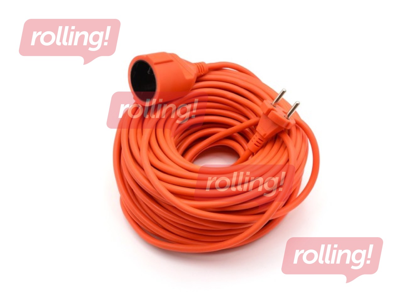 1-outlet extension cord, 20 m, with grounding, orange