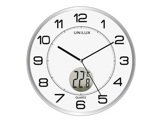 Wall clock Unilux Tempus, 30.5 cm, with room temperature display