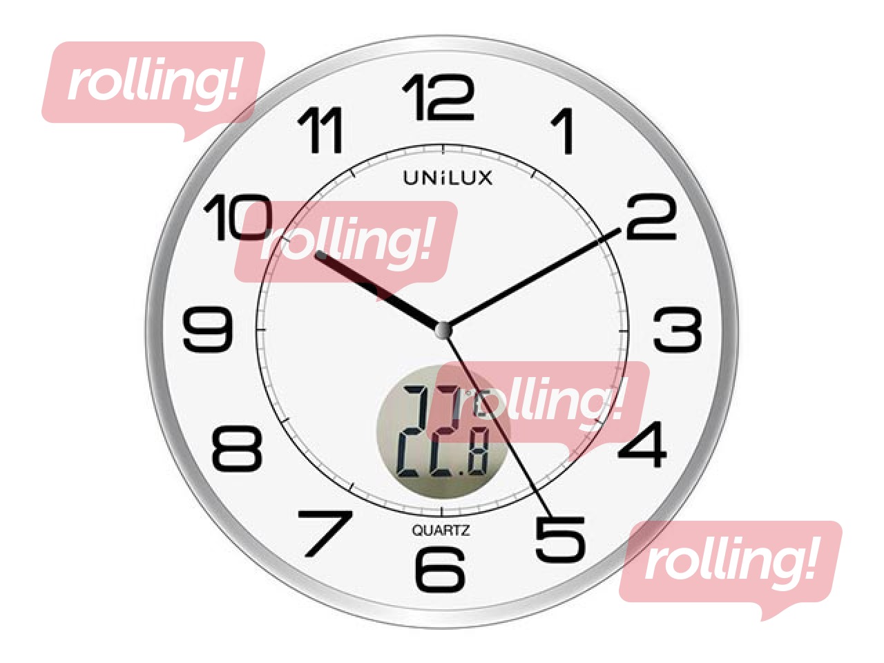 Wall clock Unilux Tempus, 30.5 cm, with room temperature display