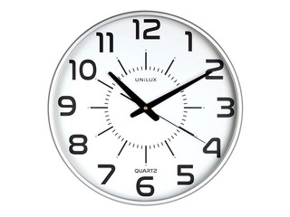 Wall clock Unilux Maxi Pop silent, silver frame 37.5 cm