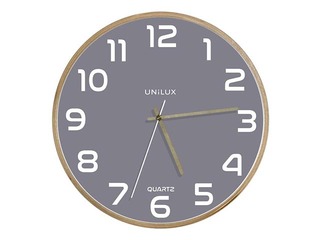 Wall clock Unilux Baltic, wooden frame, gray 31.5 cm