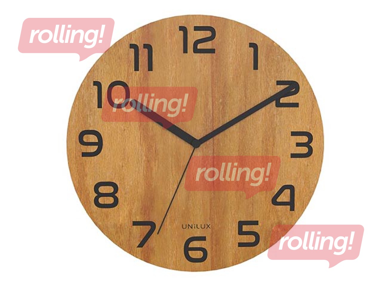 Sienas pulkstenis Unilux Palma Silent, koka, 30cm