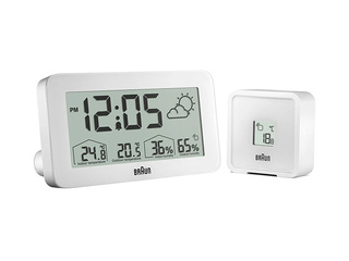 Alarm Clock Braun BC13, with weather display, white