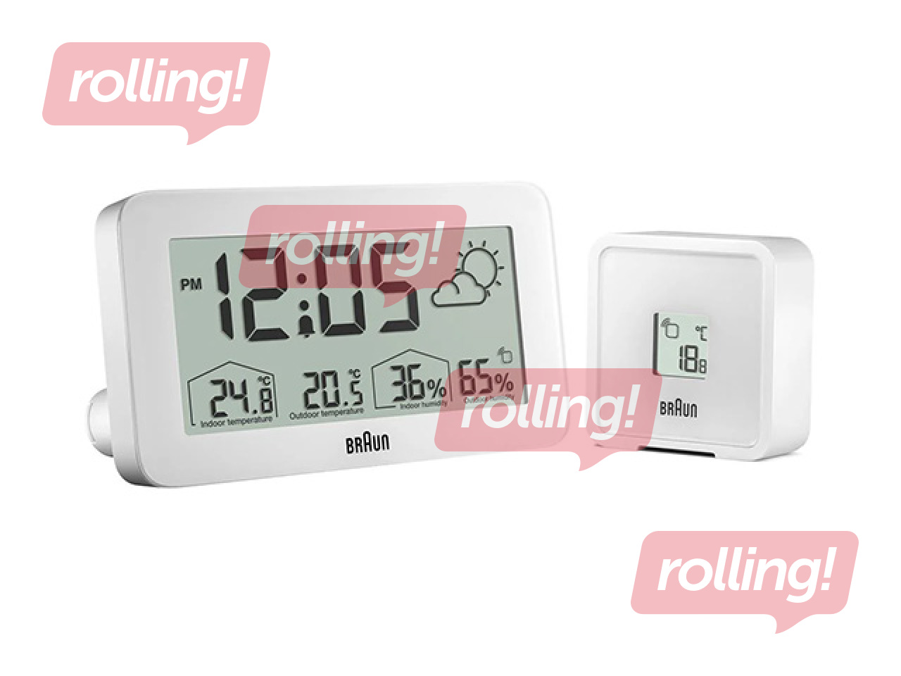 Alarm Clock Braun BC13, with weather display, white