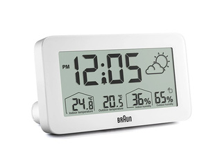 Alarm Clock Braun BC13, with weather display, white