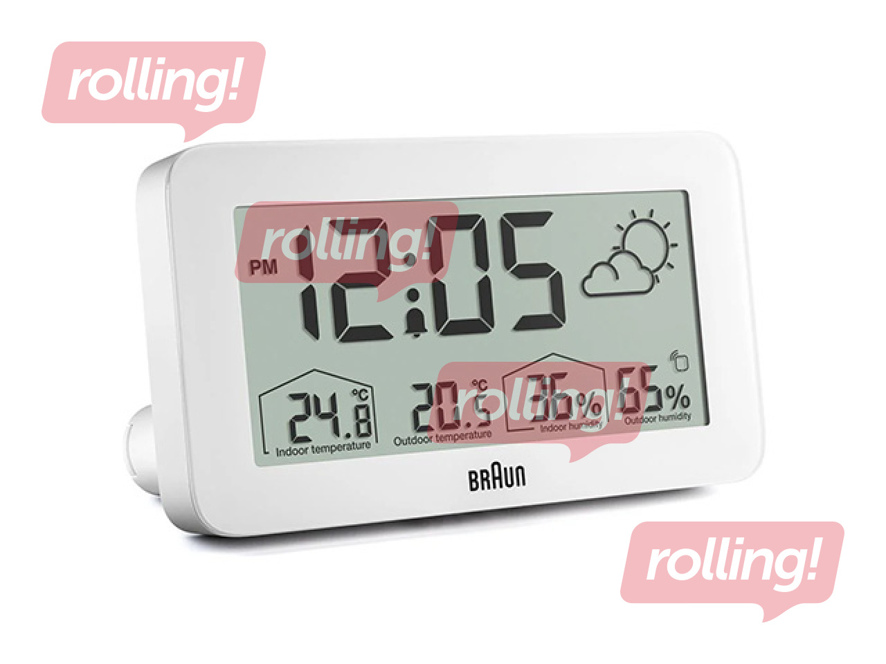 Alarm Clock Braun BC13, with weather display, white