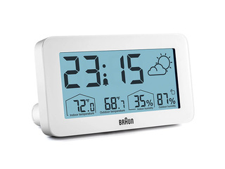 Alarm Clock Braun BC13, with weather display, white
