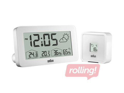 Äratuskell Braun BC13, ilmastikunäidikutega, valge