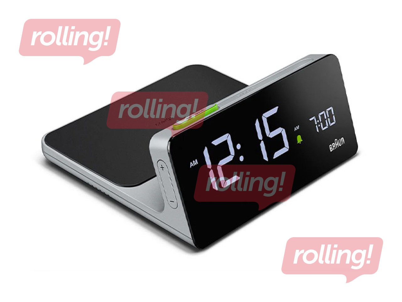 Modinātājpulkstenis Braun BC21, ar bezvadu uzlādi, melns