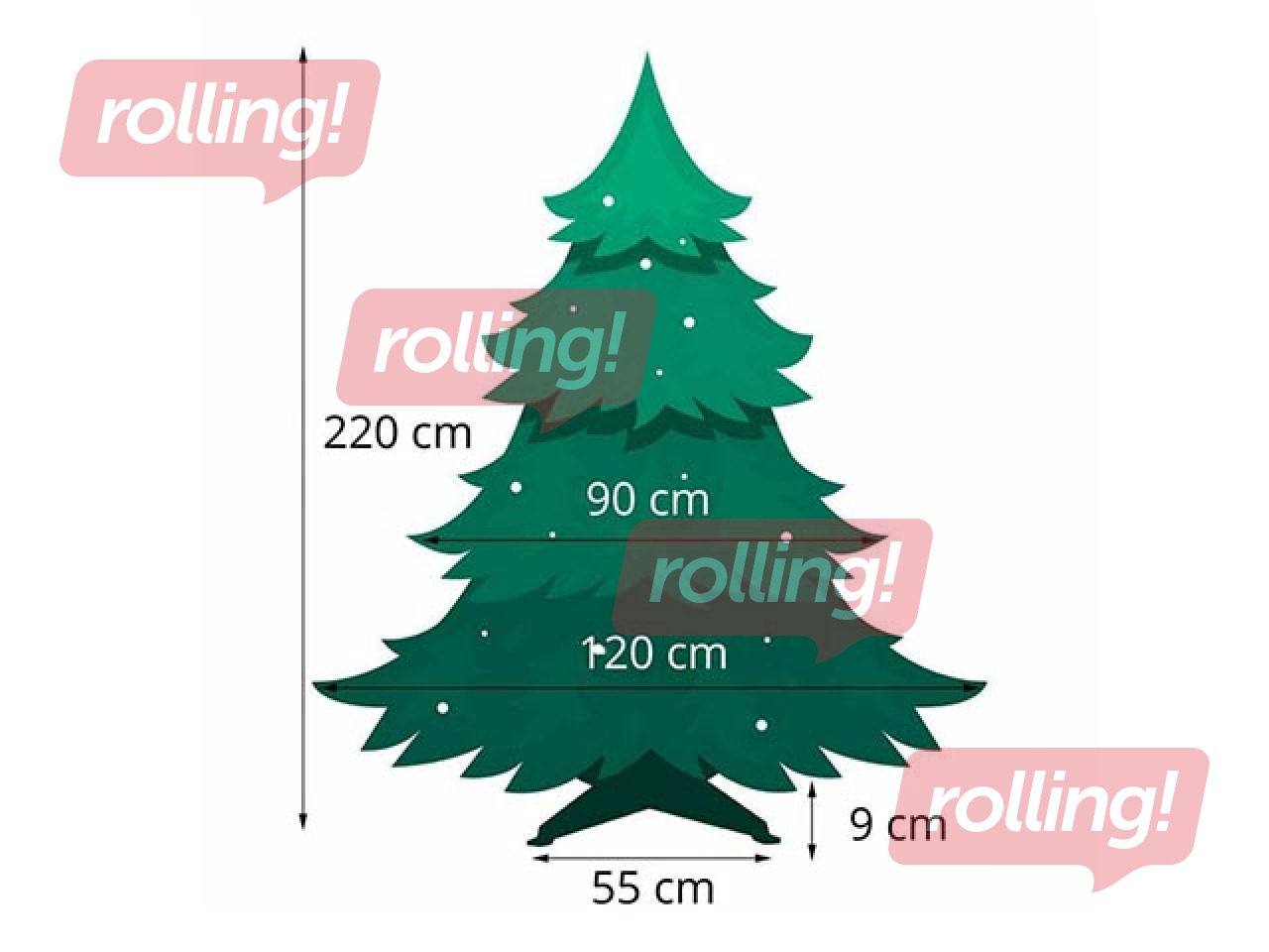 Christmas tree Springos, artificial, with pinecones, 220cm