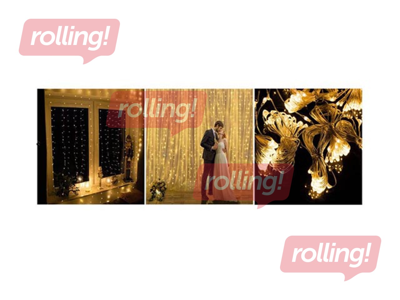 Electric light garland Springos, wire light curtain, 300 microLED, warm white, 3x3m