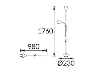 Floor lamp MADER, 2xE27, LED, 15W, black