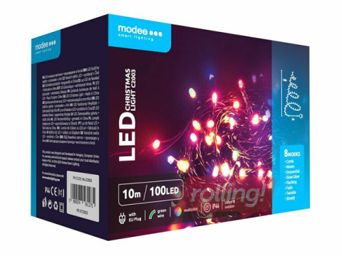 Elektriskā lampiņu virtene, Modee Lighting LED Rope, 100 LED, krāsaina, 10m