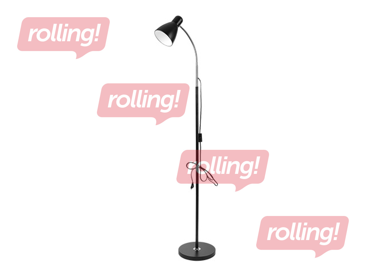 Stāvlampa Orno LAR, E27, 20W, melna, 160cm