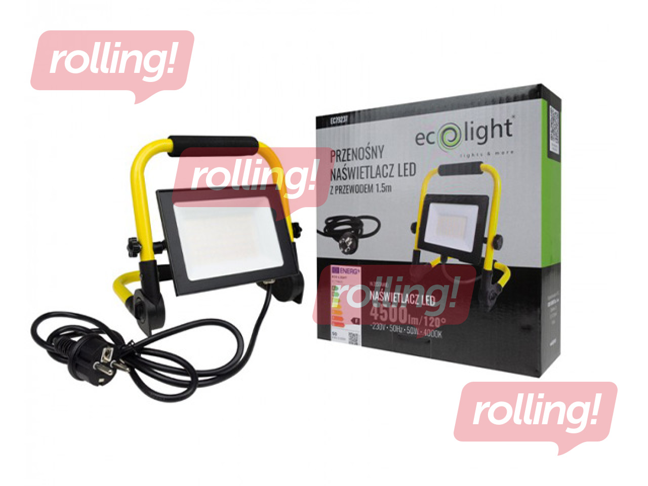 Prožektor LED 50W 4000K 4500lm, neutraalne valge, 1,5 m kaabliga