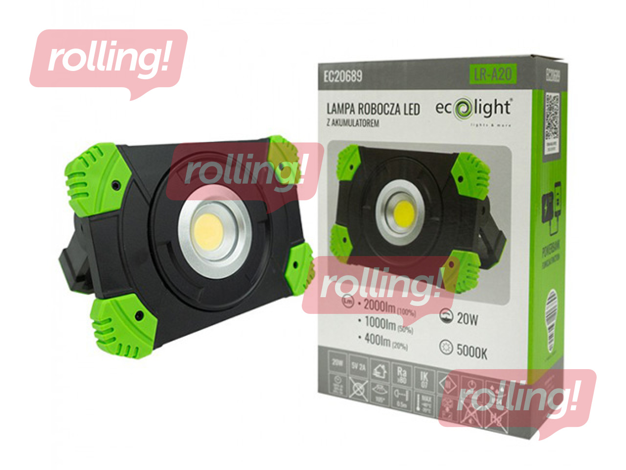 Töölamp LED 20W LR-A20 5000K,magnethoidik, laetav