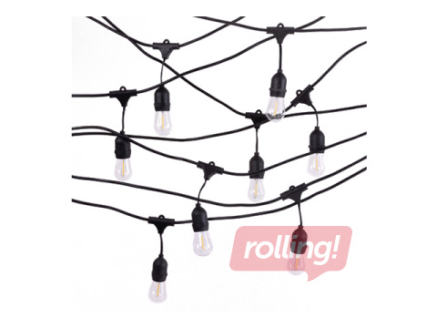 LED string lights, 10m +10 x G45 E27 1W 2700K