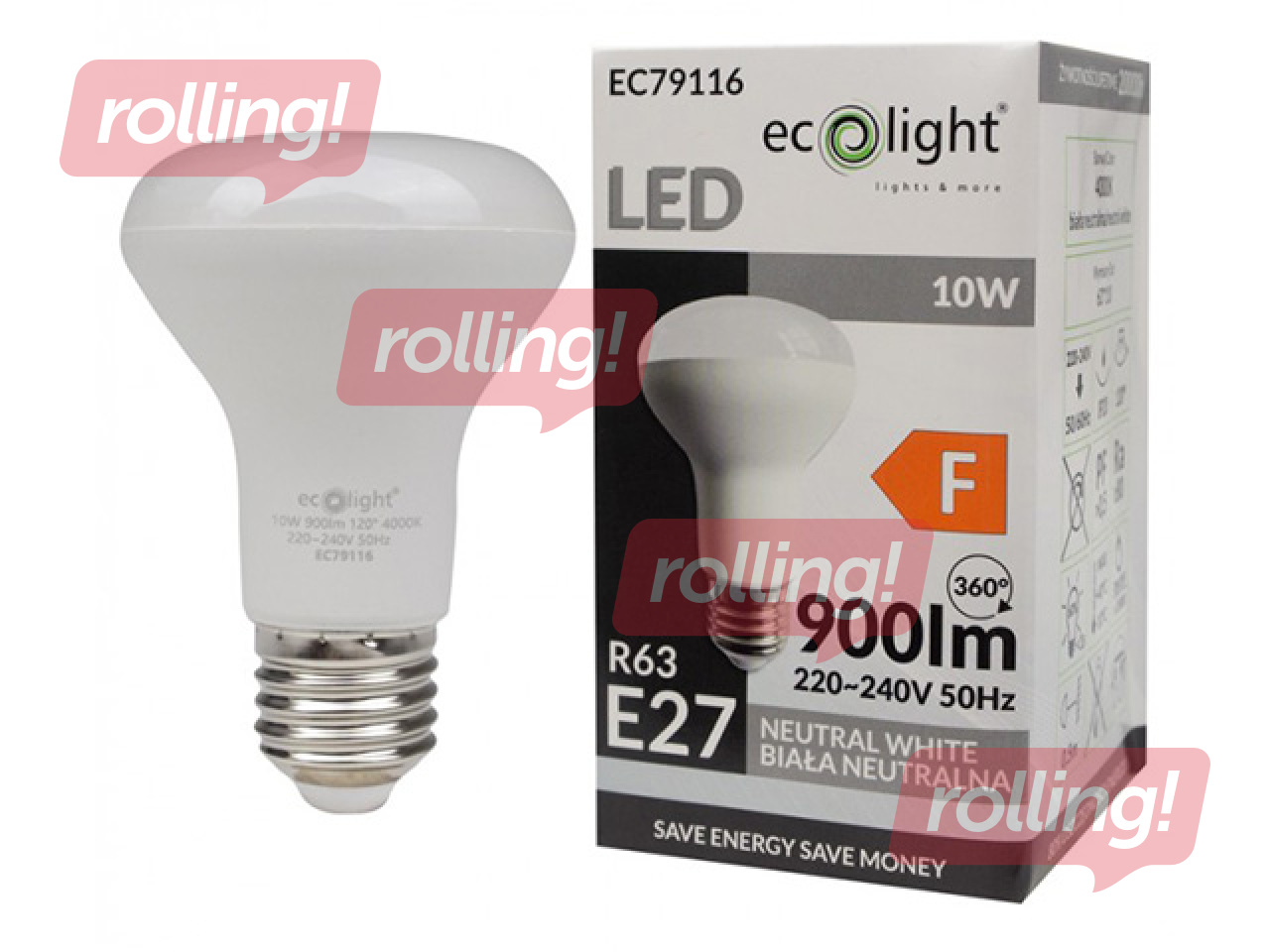 Spuldze Eco Light, LED R63, E27, 10W, 4000K, 900lm, neitrali balta