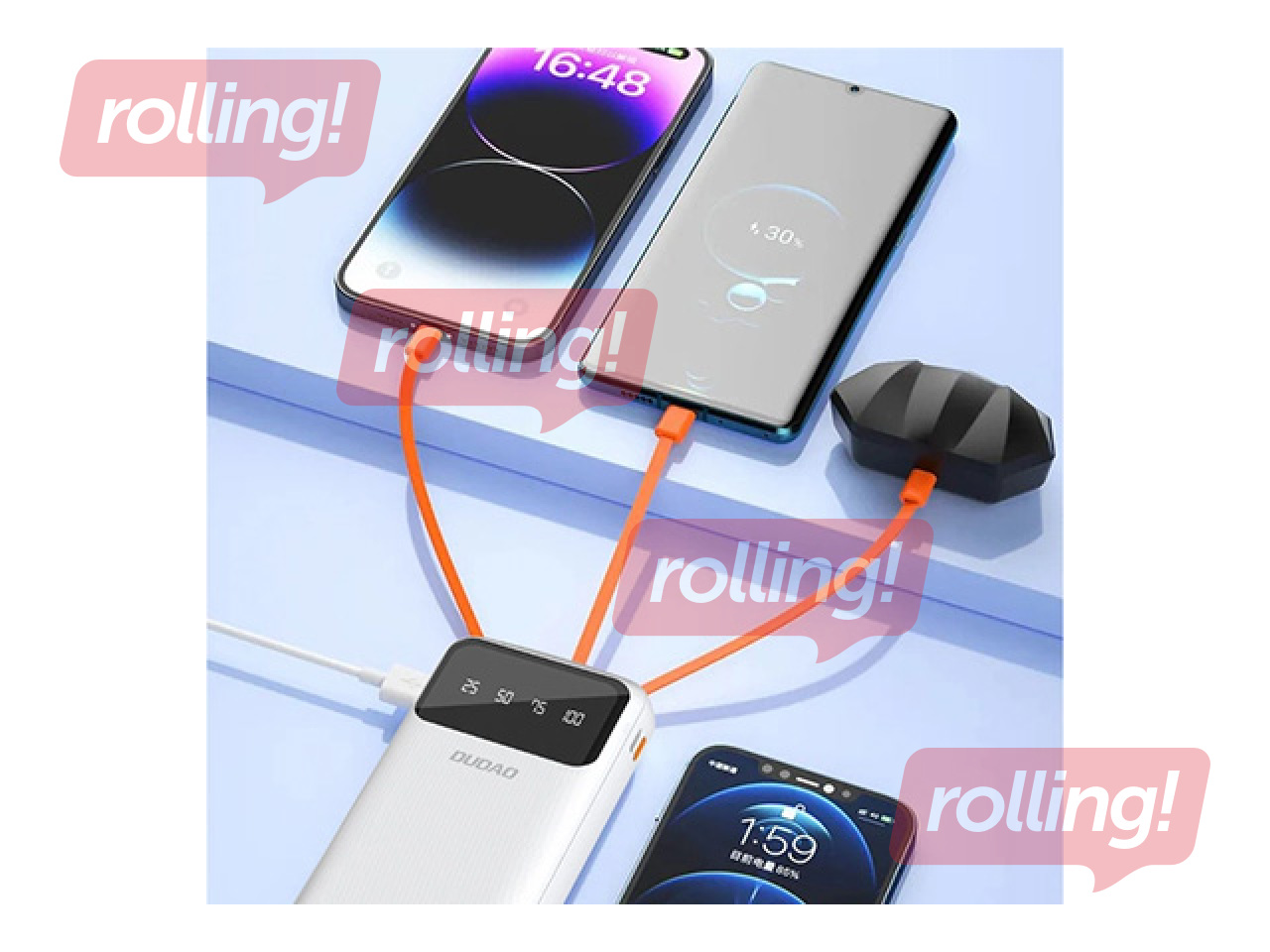 Mobiililaadija Duado PowerBank 20000mAh USB-C + micro USB +Lightning balts (Duado K6Pro+)