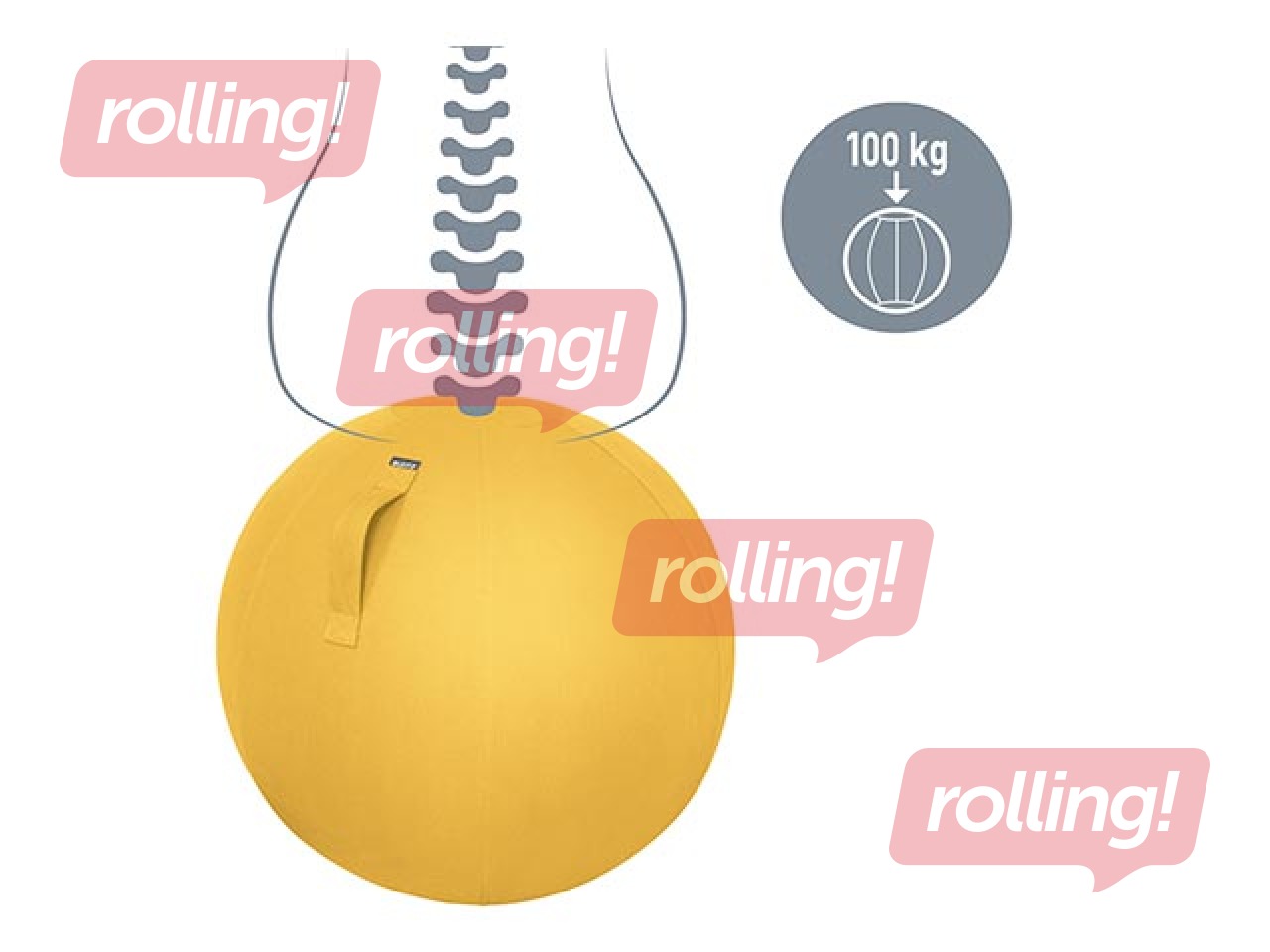 Tasakaalupall Leitz Ergo Cosy Active, kollane, 65 cm