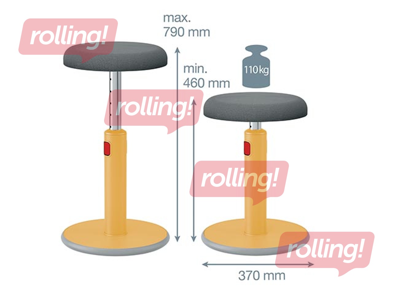 Multifunktsionaalne reguleeritav tool Leitz Ergo Cosy, hall/ kollane