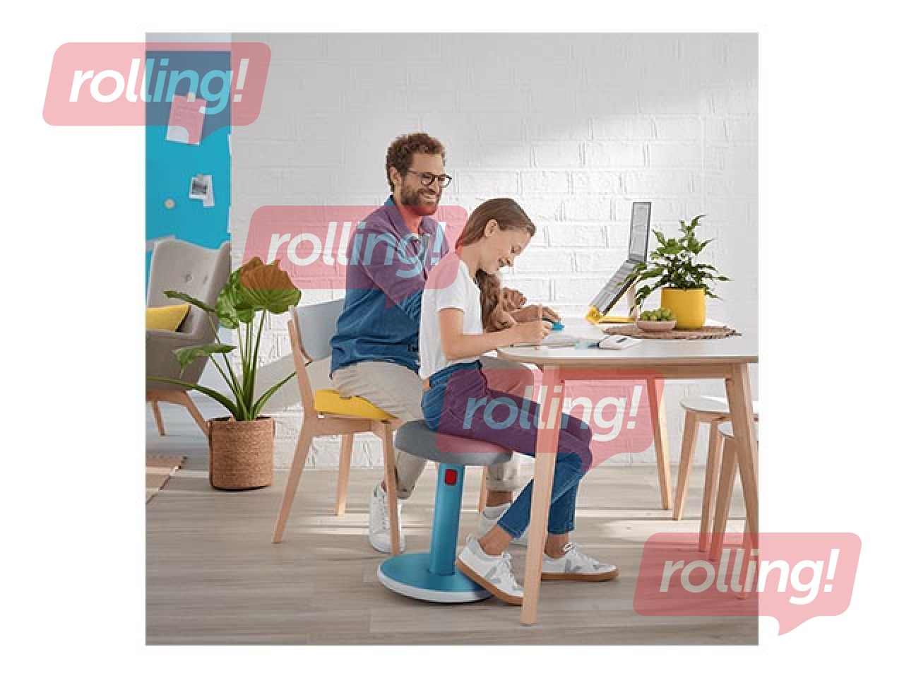 Multifunctional, adjustable chair Leitz Ergo Cosy, grey/blue