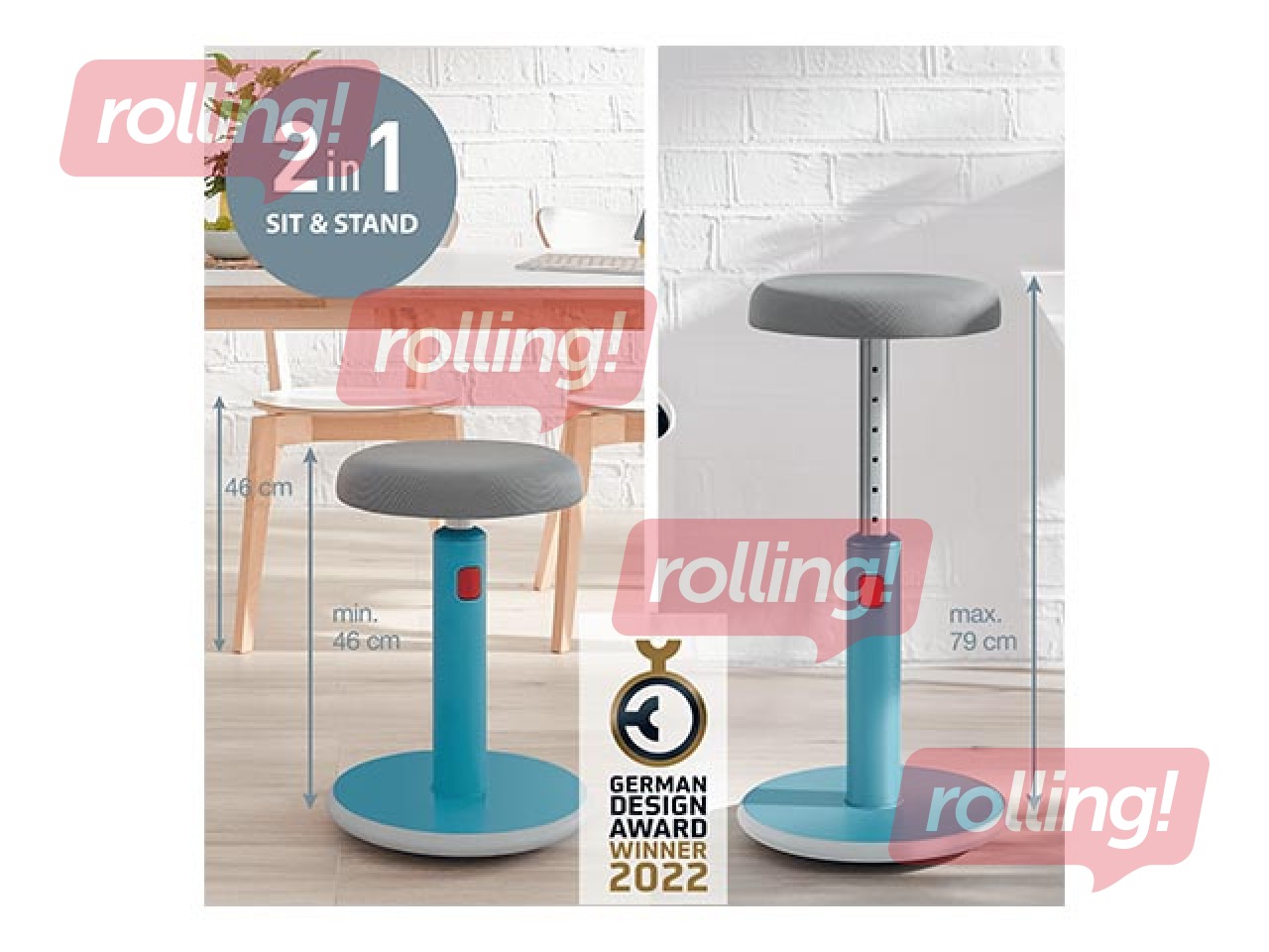 Multifunkcionāls, regulējams krēsls Leitz Ergo Cosy, pelēks/zils