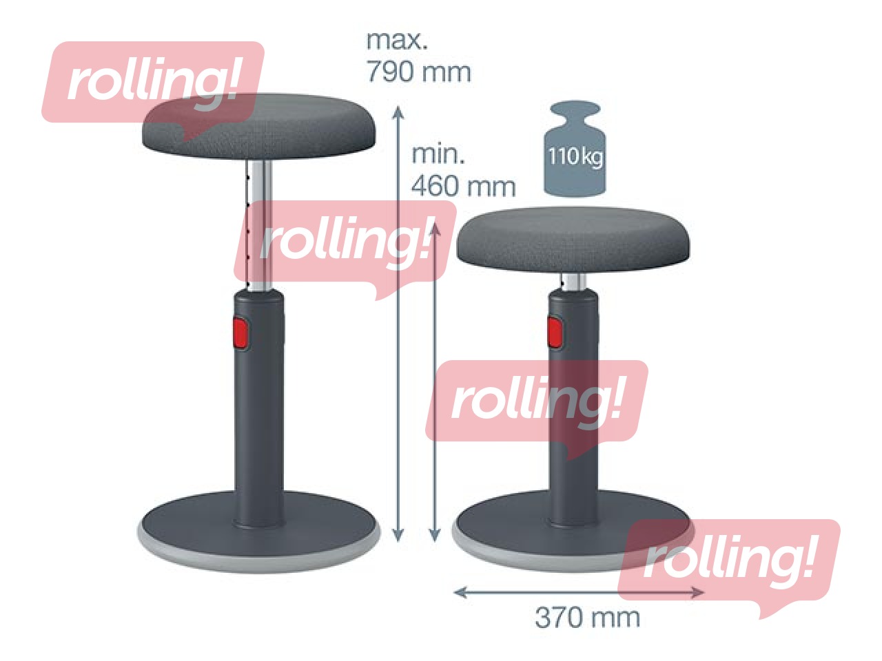 Multifunctional, adjustable chair Leitz Ergo Cosy, grey