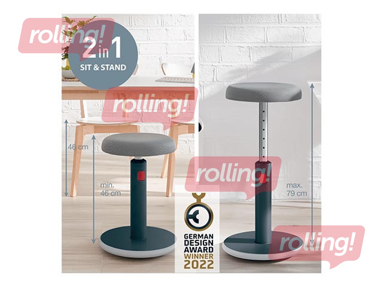 Multifunctional, adjustable chair Leitz Ergo Cosy, grey