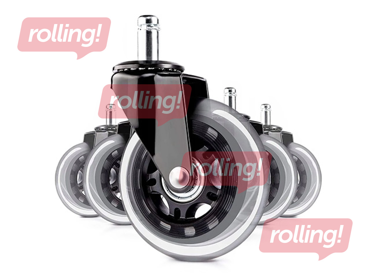 Rubber castor set for office chairs, 5pcs