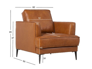 Кресло Leo, кожа, искусственная кожа, светло-коричневое