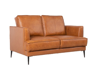 Sofa Leo, leather, artificial leather, light brown