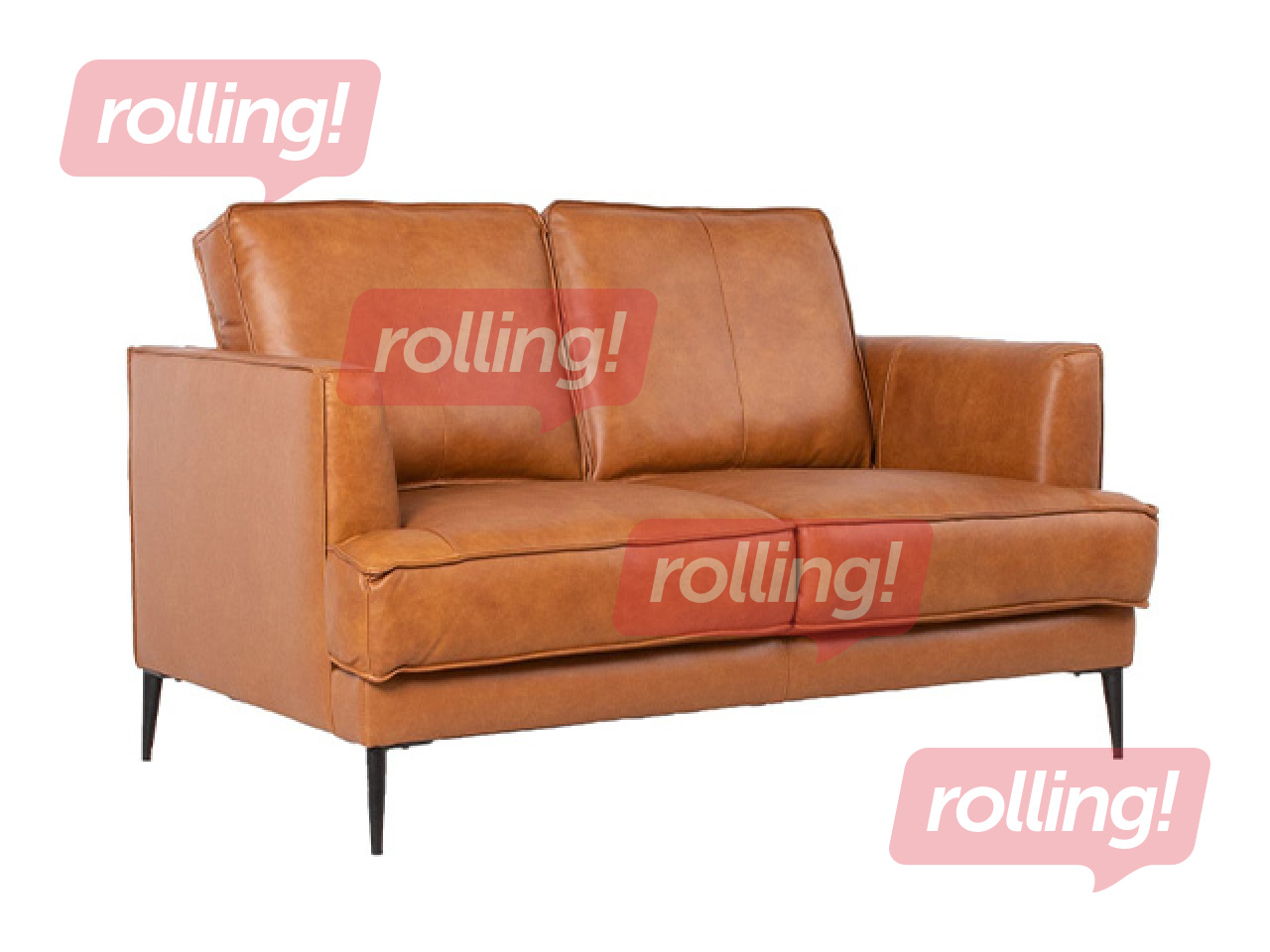 Sofa Leo, leather, artificial leather, light brown