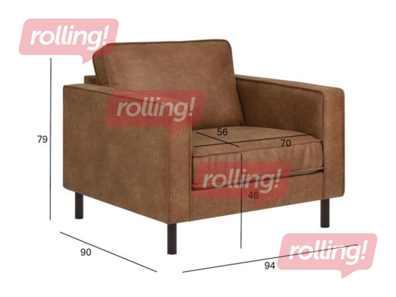 Krēsls Lucas, mākslīgā āda, brūns