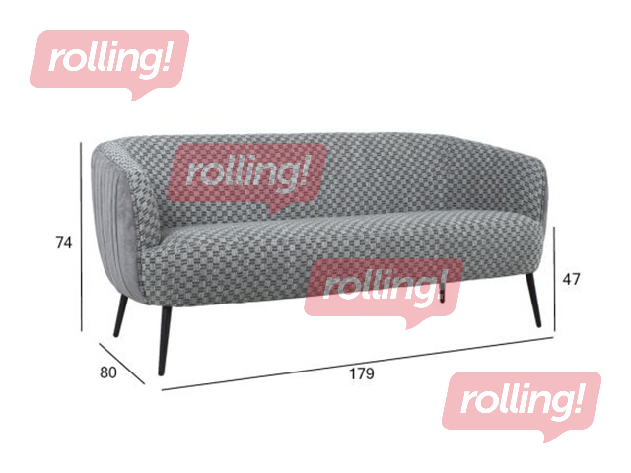 Диван Accent, ткань, серый