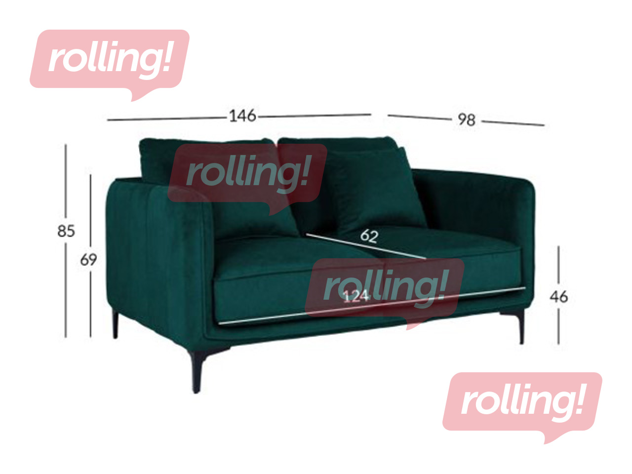 Dīvāns Bianca, audums, zaļš