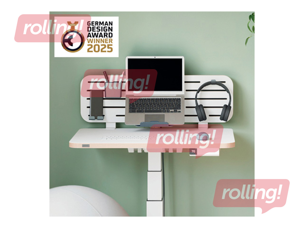 Lauakorraldaja Leitz Ergo, perforeeritud, sülearvutihoidikuga, valge, 80x25cm