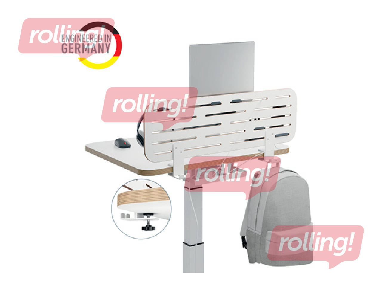 Lauakorraldaja Leitz Ergo, perforeeritud, sülearvutihoidikuga, valge, 80x25cm