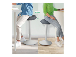 Active standing chair Leitz Ergo, with comfortable seat, white, grey