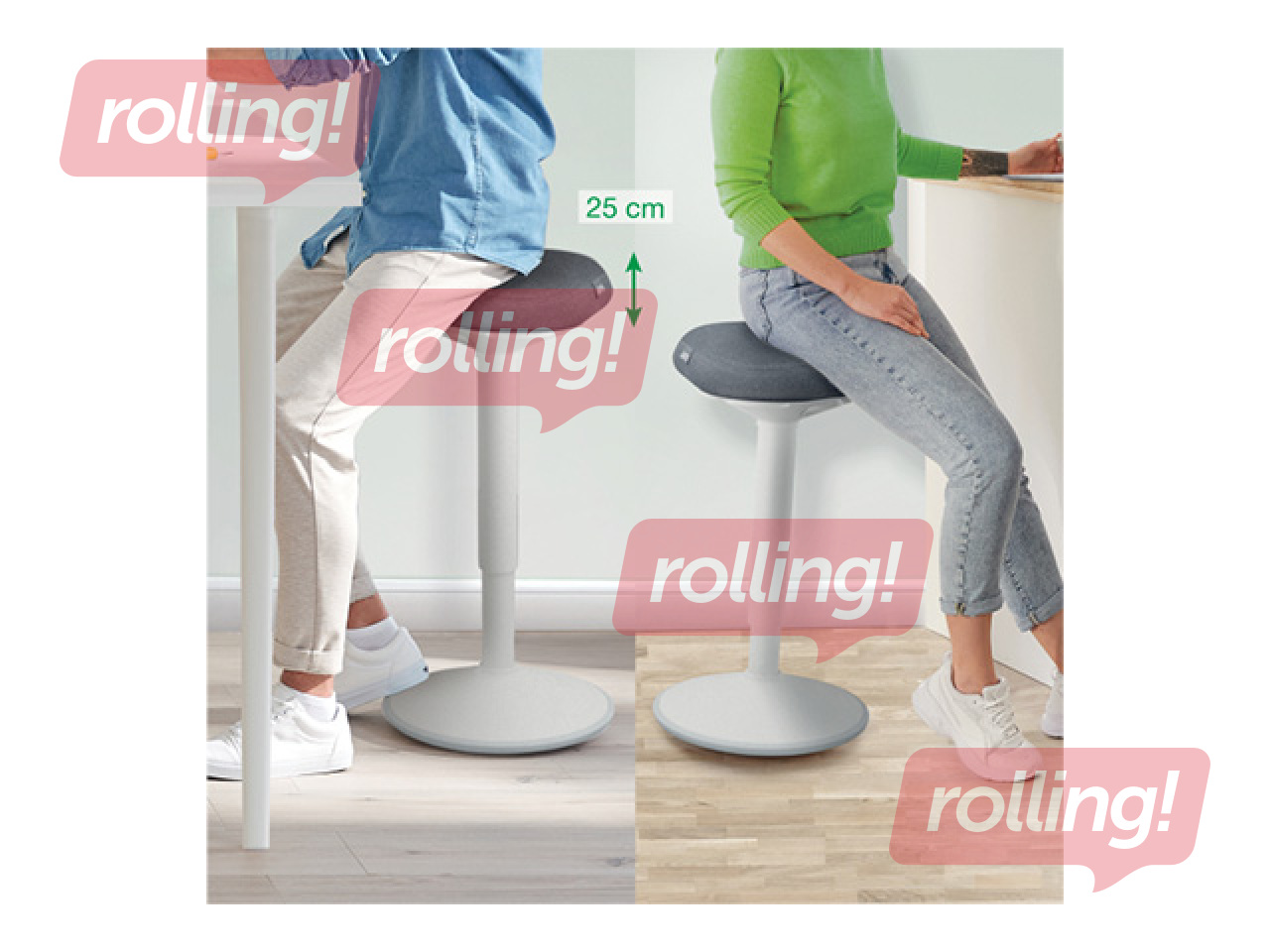 Active standing chair Leitz Ergo, with comfortable seat, white, grey