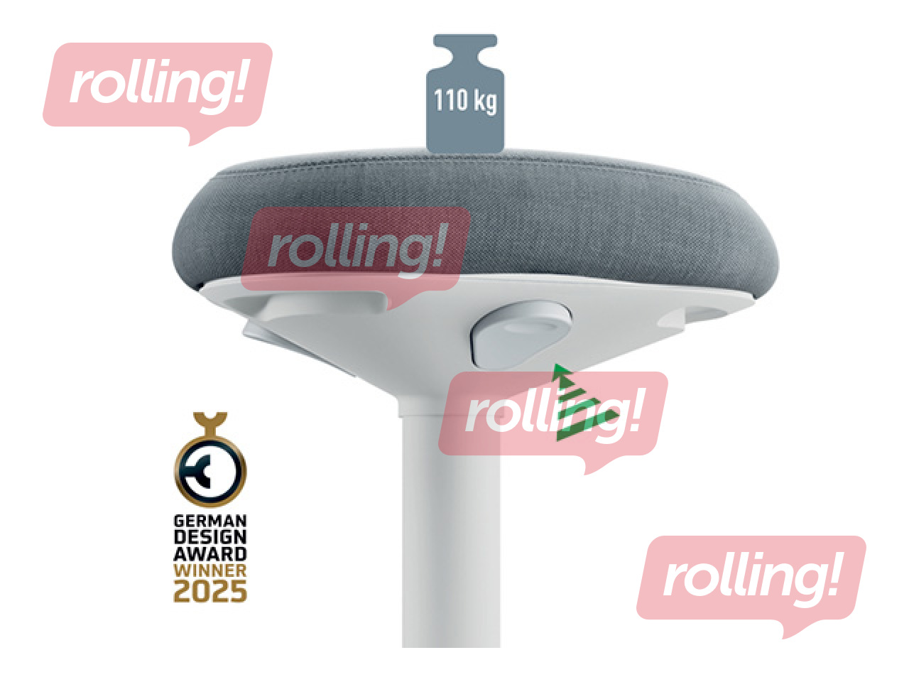 Active standing chair Leitz Ergo, with comfortable seat, white, grey