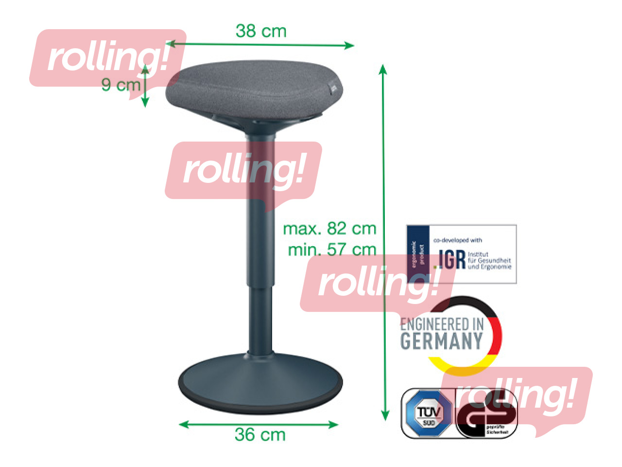 Aktiivse seismise tool Leitz Ergo, mugava istmega, hall