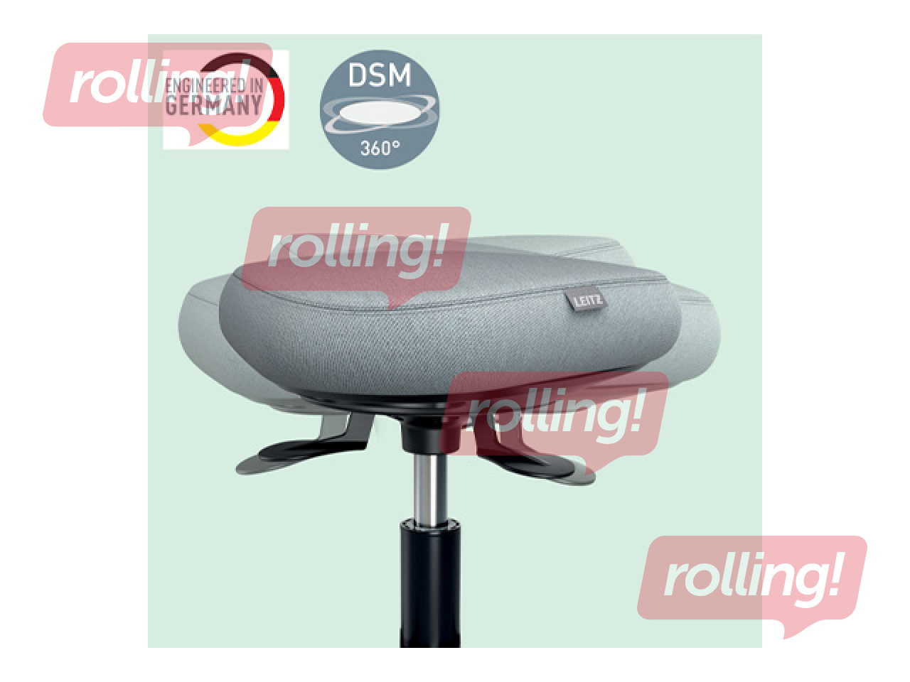 Aktiivse istumise tool Leitz Ergo, mugava liikuva istmega, ratastega, must, hall