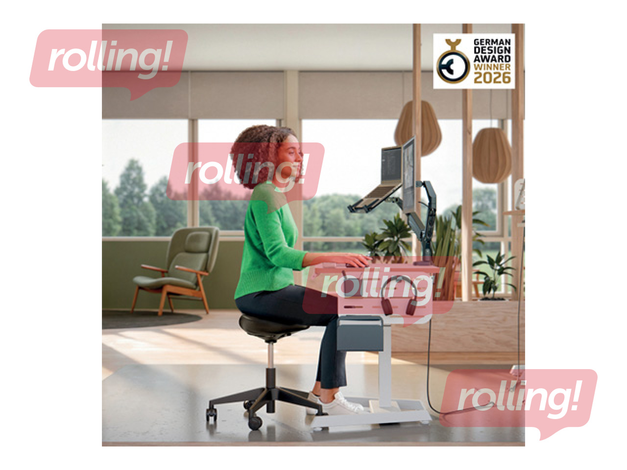 Aktiivse istumise tool Leitz Ergo, mugava istmega, ratastega, must