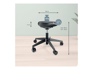 Стул для активного сидения Leitz Ergo, с комфортным сиденьем, с колесами, черный