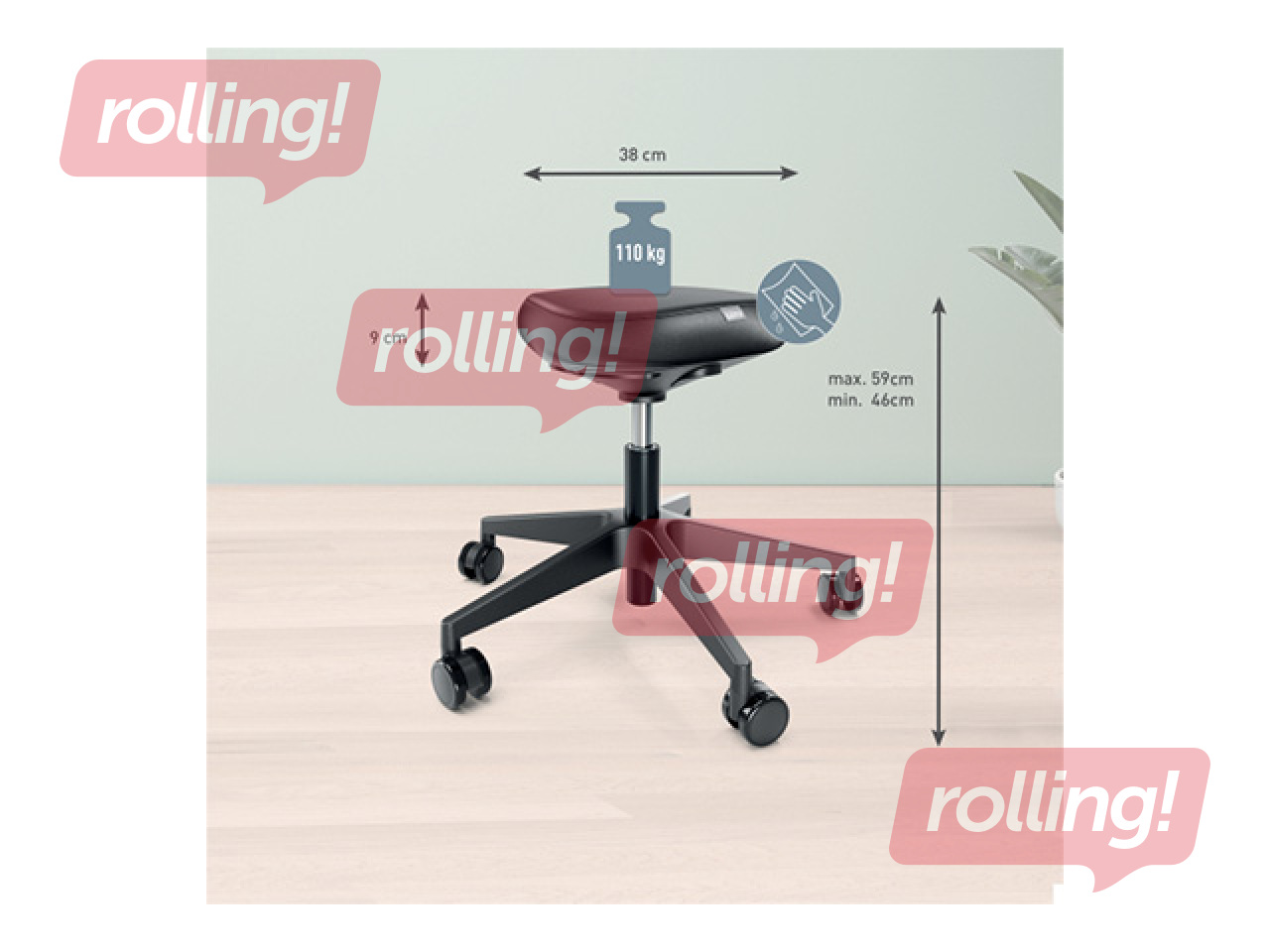 Стул для активного сидения Leitz Ergo, с комфортным сиденьем, с колесами, черный