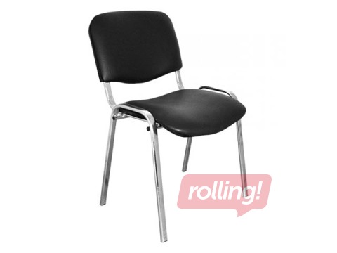 Visitor chair Iso Chrome, leather imitation, black