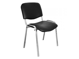 Visitor chair Iso Chrome, leather imitation, black