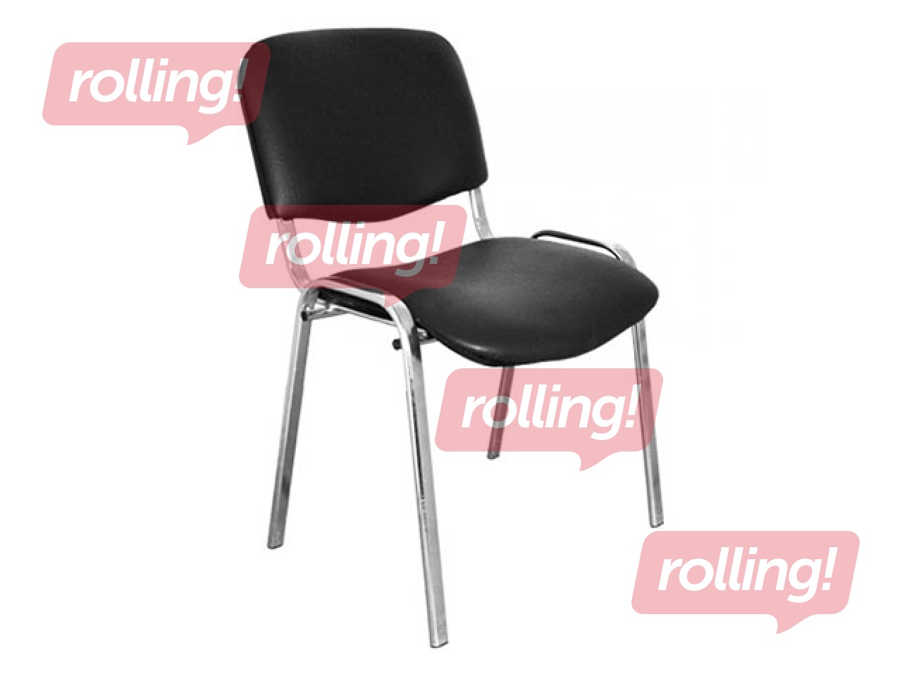 Visitor chair Iso Chrome, leather imitation, black