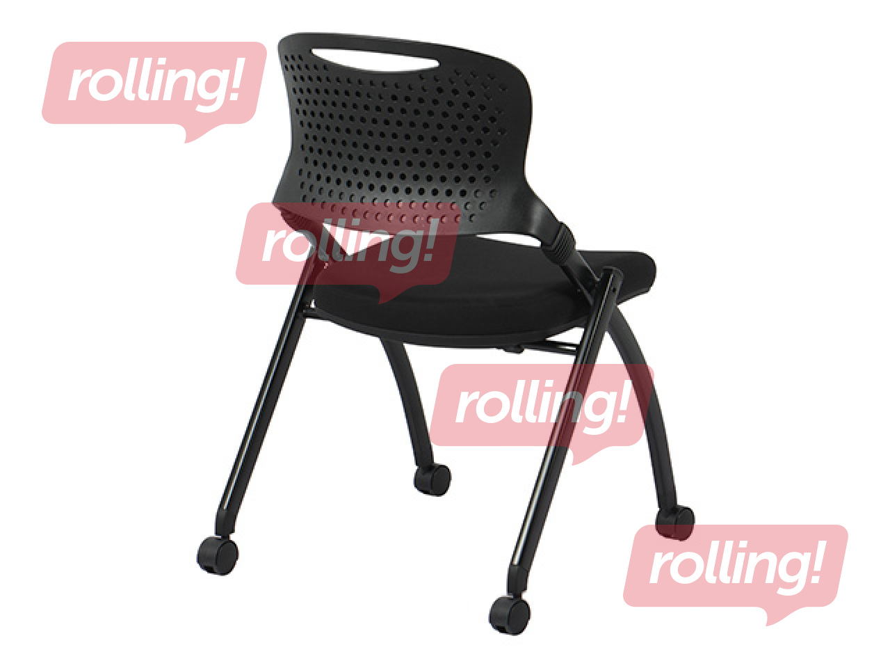 Külastajatool Lambada Go, kokkupandav, ratastel, must